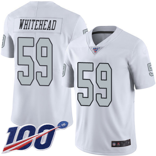 Men Oakland Raiders Limited White Tahir Whitehead Jersey NFL Football #59 100th Season Rush Vapor Jersey